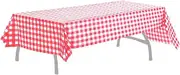 BRICHBROW Pcs of 2 Red & White Premium Plastic Checkered Flag Tablecloths Picnic Table Covers, Tablecovers Party Favor (2, RED & White)