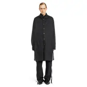 [ANN DEMEULEMEESTER] Dagbart Long Shirt in À Jour Cotton Poplin Black