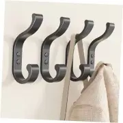 Coat Hooks Wall-Mount Coat Hanger - Wall Hooks for Hanging Heavy 4 Pack Black