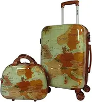 [World Traveler] Europe Expandable Spinner Luggage TSA Lock, Brown, 2-Piece Carry-On Set, Brown, 2-Piece Carry-On Set, Europe 2-Piece Carry-on Expandable Spinner Luggage Set with TSA Lock