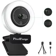 2K Webcam for PC with Microphone & Light & Privacy Cover, Web Camera for Desk...