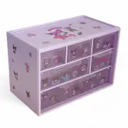 Sanrio Miniso 6 Storage Grid Desktop Drawer Type Organizing Box Kuromi Stickers