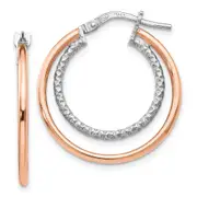 Sterling Silver Rose-Tone D/C Hoop Earrings