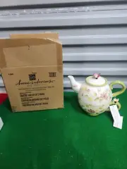 VINTAGE NEW Home Interior 3-pc Teapot & Cup Floral Butterfly Garden Set