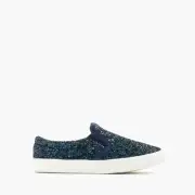 NEW J.CREW CREWCUTS Toddler Girls Slide Sneakers In Glitter NAVY BLUE A5727 K10