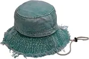 [BLUEGLORY] Cotton Denim Distressed Bucket Hat, Sun Hat, Hat for Men and Women