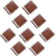 9Pieces Foam Puzzle Exercise Mat Interlocking Floor Tiles Brown Wood Grain