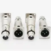 4 x 3 Pin XLR Male to Female Audio Pass Thru Feed Panel Mount Connector Adapter