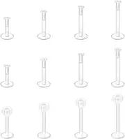 [Briana Williams] 12pcs 16G Clear Lip Bars Studs Flat Top Retainers Labret Medusa Tragus Helix Cartilage Earrings Piercing Jewellery 6mm 8mm 10mm 12mm