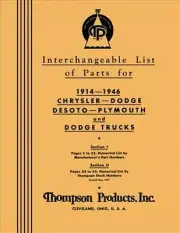1914-1946 Chrysler Engine Parts Interchange Manual Dodge DeSoto Plymouth Book