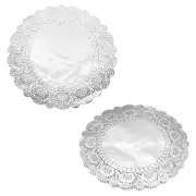 50pcs Lace Paper Doilies 12 Inch Silver Round Disposable Paper Placemats