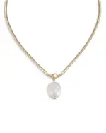 Ettika Baroque Pearl Pendant Snake Chain Necklace in 18K Gold Plated, 16