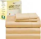 Split King Bed Sheets Set, 400 Thread Count 100% Cotton Sateen, Soft & Breathabl