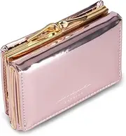 [JANKS] Small Wallet for Women Mini Laser Card Holder Case Iridescent Holographic Purse with Coin Pocket for Girls Ladies, Iridescent Purple, Trifold Wallet