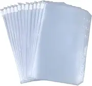 YIXIAMEDIA 12pcs Binder Pockets A6 Size 6 Holes Binder Folders for Zipper 6-Ring Notebook Binder Loose Leaf Bags,Waterproof PVC Pouch Document Filing Bags