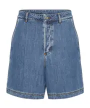 Valentino VGold Logo Patch Denim Shorts IT52,IT50,IT48 Dark denim
