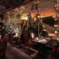 在飛比找蝦皮商城精選優惠-3d復古懷舊機車摩托車壁紙個性酒吧ktv餐廳墻紙汽車工業風壁