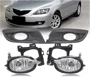 Headlight Assembly For MAZDA 3 BK 2007 2008 2009 Car Fromt Bumper Fog Light Fog Lamp Front Foglight With Cover Fog Light Support Bracket 6 Piece Headlamp Assembly