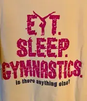 THE AUSSIE T CO. GK PINK “GYMNASTICS…” LADIES SMALL SSLV YELLOW COTTON T-SHIRT S