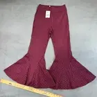 NWT Free People Mari Ponte Flare Pants Side Zip Winterberry Maroon Stripe 6 New