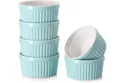 Ramekins Oven Safe - 6 Creme Brulee Souffle, Ceramic Ramekins for Baking, Classic Style Ramekins Bowls