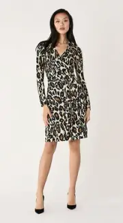 $498 NWT DIANE VON FURSTENBERG Leopard ICONIC Jeanne Silk Jersey Wrap Dress 2