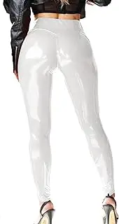 [Mstaad] Patent Faux Leather Leggings for Women High Waisted Butt Lifting Lacquer Pleather Latex Shiny Pants Concert Outfits