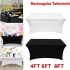 4-8FT Fitted Table Cloth Cover Spandex Stretch White Black Wedding Trestle Table