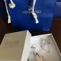 在飛比找旋轉拍賣優惠-SWAROVSKI 粉色水晶雙愛心銀色項鍊