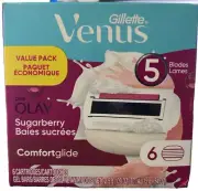 6 Gillette Venus Olay Comfortglide Sugarberry Razor Blades Refill Cartridges
