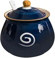 Ceramic Spice jar， Ceramic Salt Jar, with Lid Porcelain Salt Jar Condiment Pots with Spoons for Home Kitchen Bowl