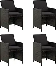 Generic Garden Chairs with Cushions 4 pcs Poly Rattan Black,Furniture,Outdoor Furniture,Outdoor Seating,Outdoor Chairs