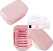 Quatish 2 Pack Travel Soap Container, Portable Soap Holder with Lid, Travel Bar Soap Holder, Soap Case for Camping Gym Travel, Soap Box for Bathroom,Pink