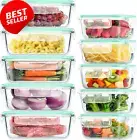 Glass Food Storage Containers, 10 Pc, Airtight, Oven, Microwave & Freezer Safe