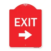 Designer Series Sign - Parking Lot Sign Exit Sign (Right Arrow) | Red & White...