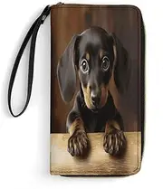 [BFGWK] Large Wallet Novelty Dog Dachshund Printing Long Wallet With Zipper Leather Wallet Suitable For Both Men And Women, style, 19.7x10.5cm