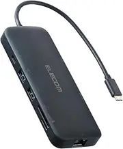 Elecom DST-W10 USB-C Hub Docking Station 8 in 1 PD100W HDMI 4K/60Hz USB 10Gbps USB 3.2 (Gen2) Ultra Fast Data Transfer Navy