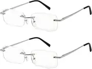 DBEFTLI Frameless Reading Glasses - Computer Readers Blue Light Blocking Rimless Eyewear for Men Women