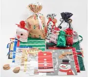 Kringle Express 60-Piece REUSEABLE Drawstring Gift Bag Set with Tags