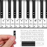 URAQT Piano Key Stickers 37/49/54/61/88 Keys, Black and White Keyboard Stickers, Transparent Removable Note Guide Labels Beginners (U7-HSTMGQJ230113-FBA)