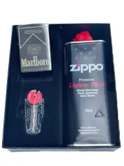 Genuine Zippo Lighter Marlboro Design Fuel Flint Gift Pack Product USA