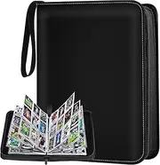 900 Pockets Trading Card Binder, Premium Card Binder with Zipper, Double Sided 9 Pocket Card Holder Carry Case Fit for YuGiOh, MTG,Sports Cards, 50 Detachable Sleeves for 900 Cards, Gift Toys for Kids