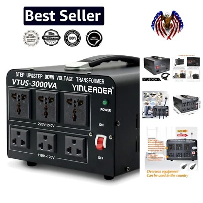 3000W Voltage Converter Transformer 110V to 220V & 220V to 110V with Protection