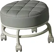 Generic 360° Rotating Stool with Wheels Compact Design for Library and Salon Use, Gray, as described