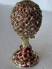 Ciel Collectables Large Egg Red Trinket Box Made with Swarovski Crystals Enamel