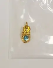 Baby Bootie Birthstone Charm March SIM Aquamarine Goldtone New Vintage NOS
