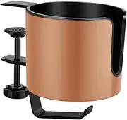 Desk Cup Holder - 2-in-1 Tableside Cup Holder,Anti-Spill Tableside Cup Holder, Clamp On Desk Organizer with Rotatable Headphone Hanger for Home, Workplace Seat, Desk