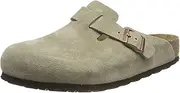 [Birkenstock] Boston Taupe Soft Footbed Suede Leather, Beige Taupe Taupe, 6.5 US