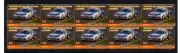 GLENN SETON AUSTRALIAN MOTOR RACING LEGEND STRIP OF 10 MINT STAMPS SKYLINE