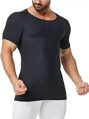 [Oheyeseker] Men's Slimming Compression Shirt Short Sleeve Shapewear Abs Belly Slim Body Shaper Tummy Control Vests